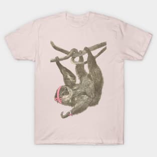 Lispe Sloth Pink Breast Cancer Awareness Warrior T-Shirt